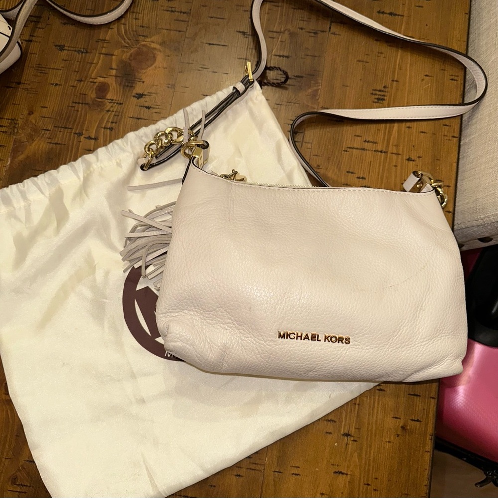 Michael Kors Cream Leather Crossbody Bag